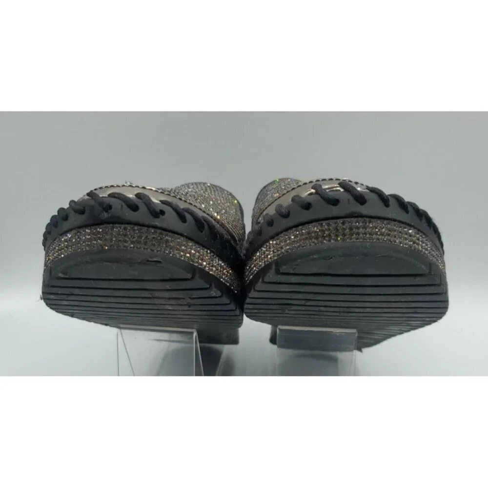 MUGUAN COMPANY 1997 Black Silver Jeweled Slip On Flats Size 250 = 8,5 US